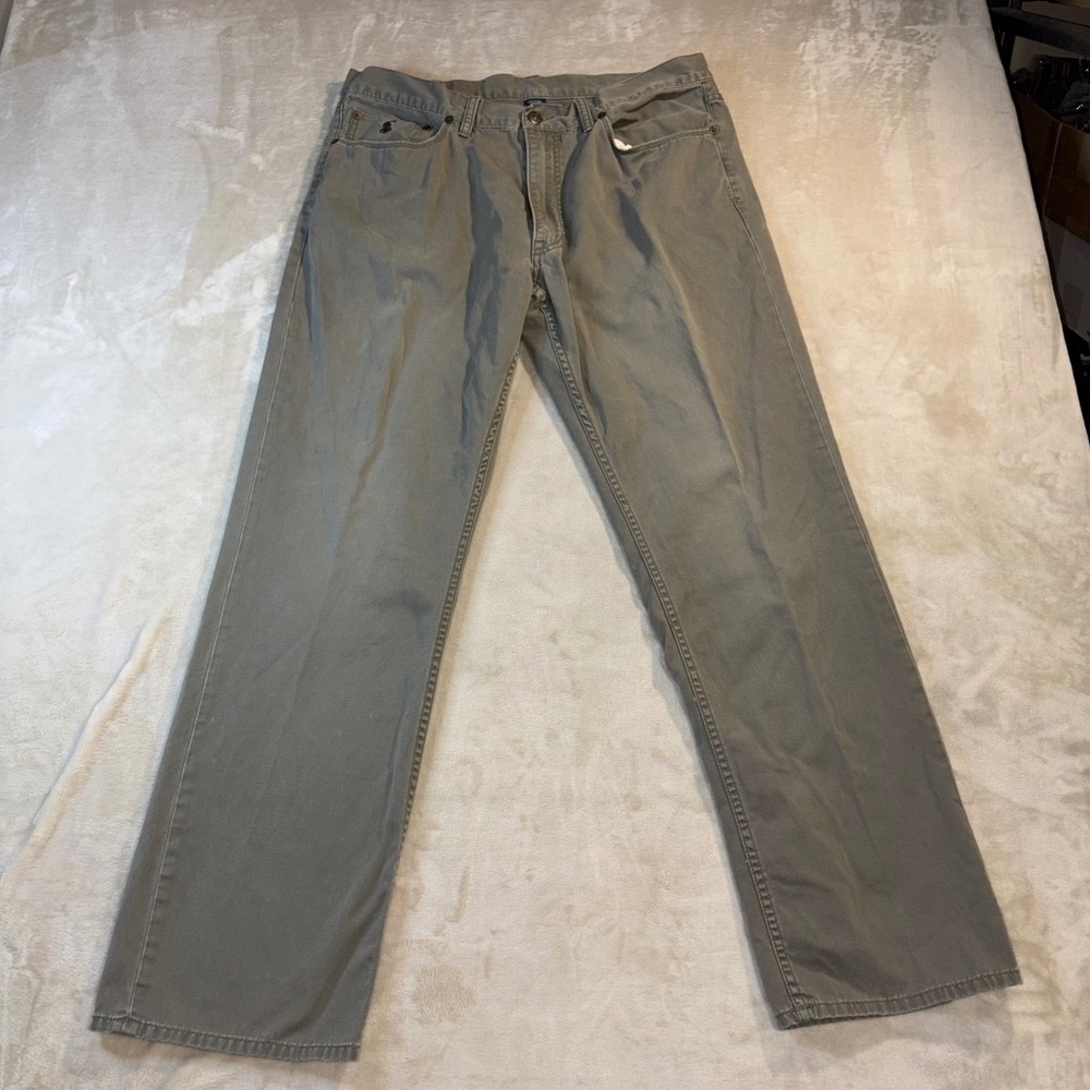 Polo Ralph Lauren Straight Fit Cotton Twill Pants Olive Gray Mens 36x32